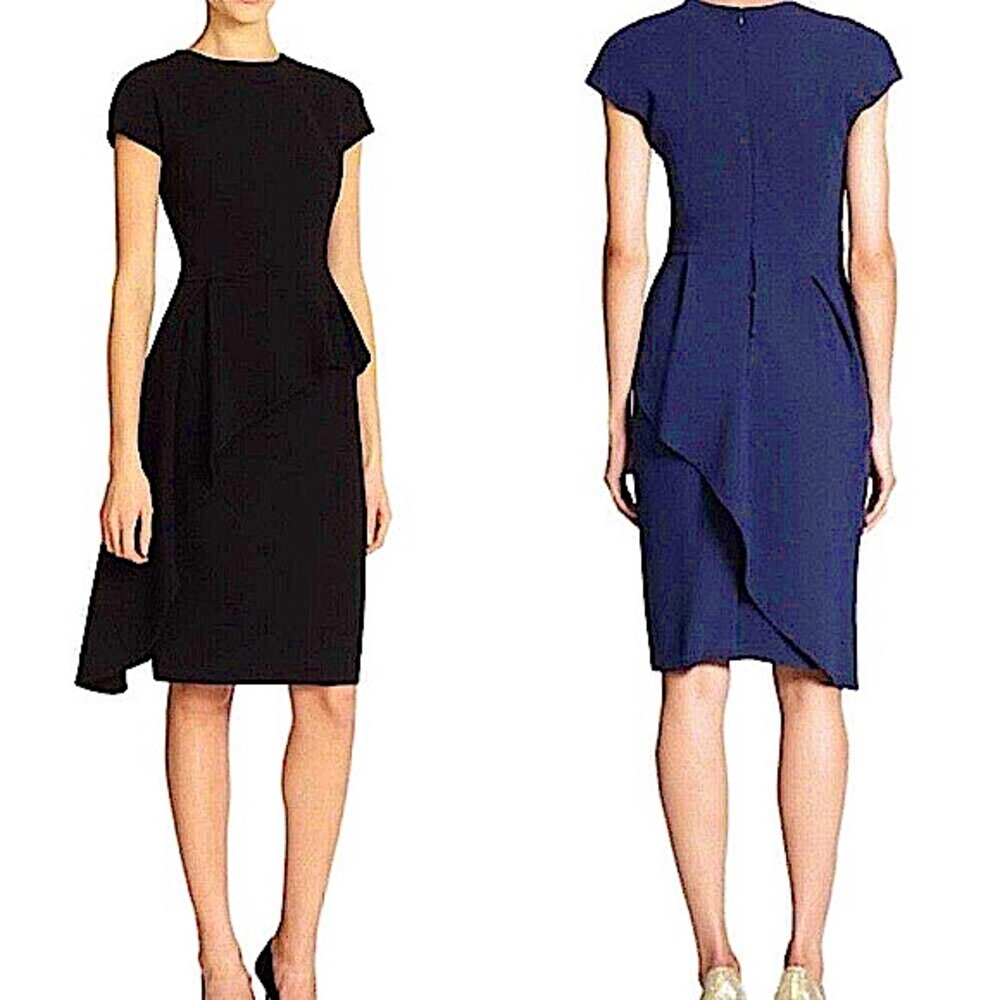 ❤️ Teri Jon by Ricki Freeman Black Peplum Short Sleeve Sheath Dress Size 2